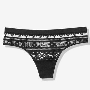 VS PINK Pure Black & WHITE Logo Thong Gift